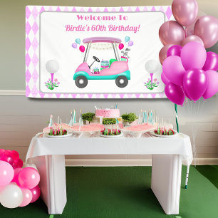 Elegant Women's Golf Party Cart Birthday Banner
