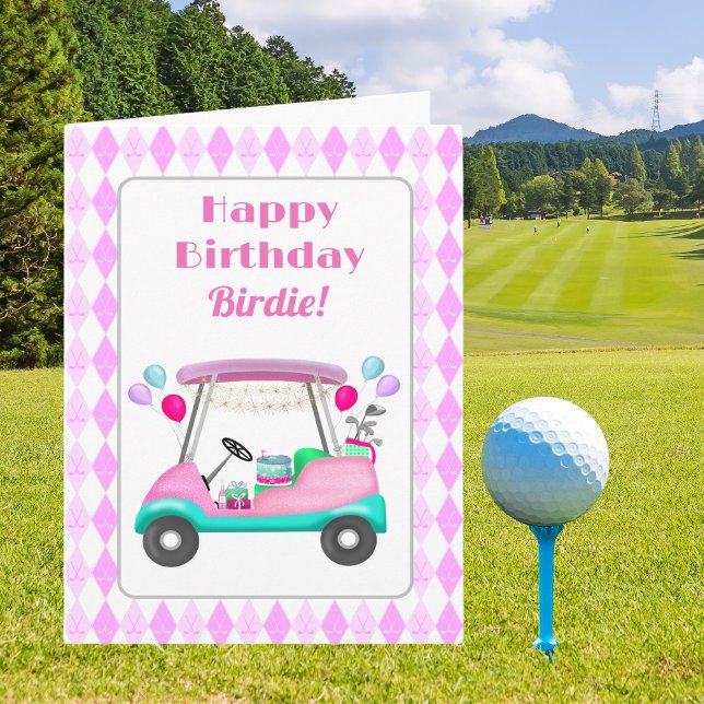 Elegant Women's Golf Party Cart Birthday   Card (Creator Uploaded)