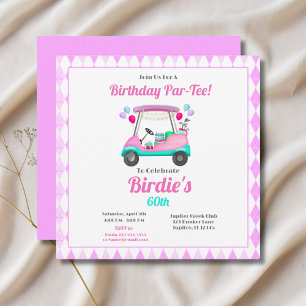Elegant Women's Golf Party Cart Birthday Invitation