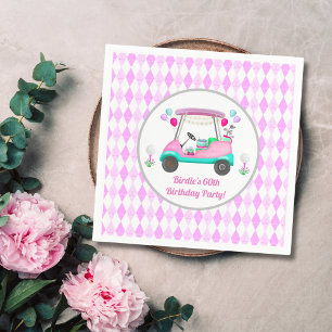 Elegant Women's Golf Party Cart Birthday Paper Napkin