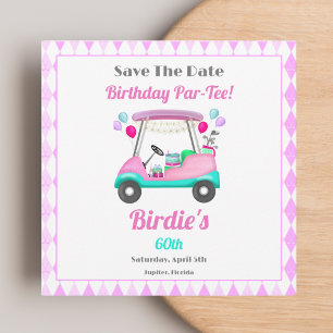 Elegant Women's Golf Party Cart Birthday  Save The Date