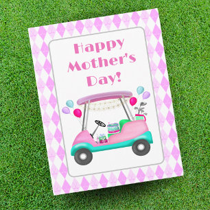 Elegant Women's Golf Party Cart Mother's Day Card