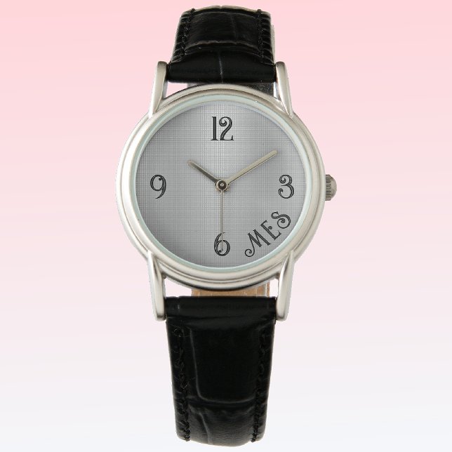 Elegant Womens Monogram Silver & Black Watch (Creator Uploaded)