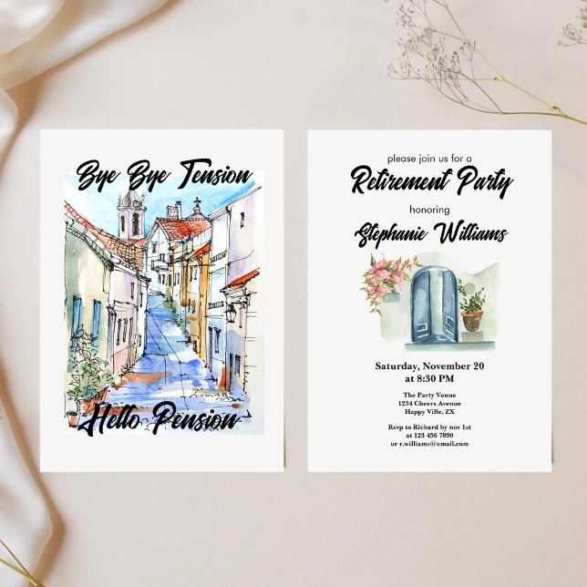 Elegant Womens Retirement Bye Bye Tension Invitation (Creator Uploaded)