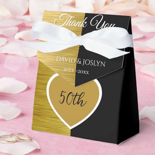 Elegant Wood 50th Wedding Anniversary Favour Box (Wedding)