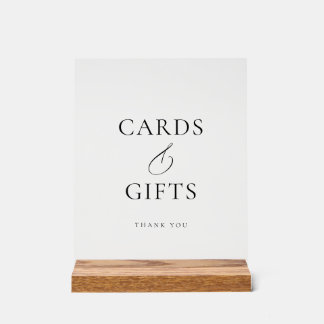 Elegant Wood Acrylic Wedding Cards and Gifts Sign