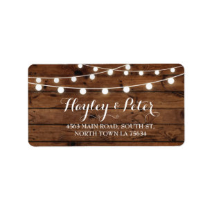 Elegant Wood Address Labels Stickers Lights