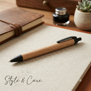 Elegant Wood Art Pattern Stylish Black Ink Pen