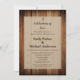 Elegant wood frame wedding invitation