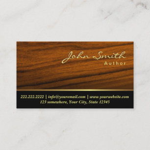 Elegant Wood Grain Author Business Card