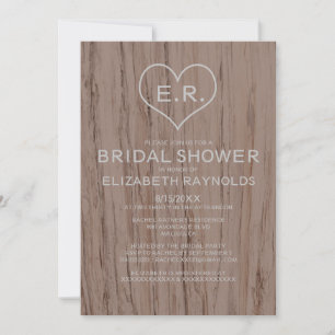 Elegant Wood Grain Bridal Shower Invitations