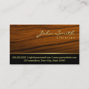 Elegant Wood Grain Librarian Business Card