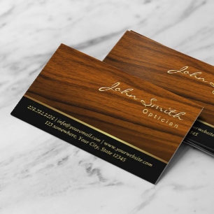 Elegant Wood Grain Optician Business Card