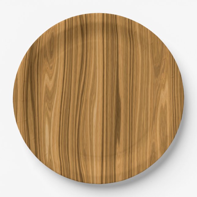 Elegant Wood grain style Paper Plate (Front)
