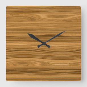 Elegant Wood grain style Square Wall Clock