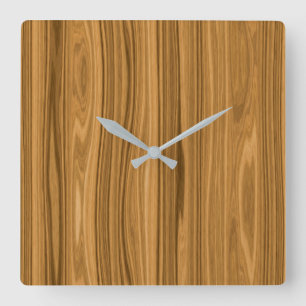 Elegant Wood grain style Square Wall Clock