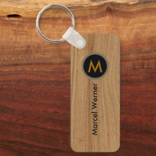 elegant wood like keys with name key ring