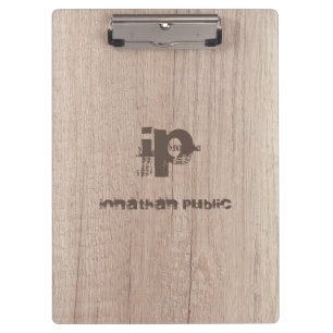 Elegant Wood Look Monogram Template Personalised Clipboard