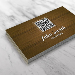 Elegant Wood QR Code Consultant Business Card