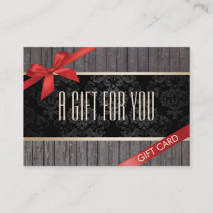 Elegant Wood Red Ribbon Gift Certificate