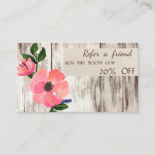 Elegant ,Wood Texture,Floral,Stripe  Referral Card