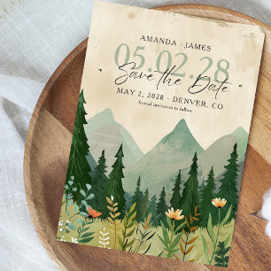 Elegant Woodland and Mountain Save the Date Invitation