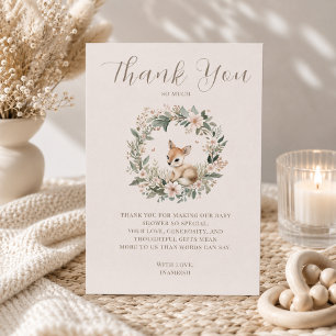 Elegant Woodland Baby Shower Thank You Card