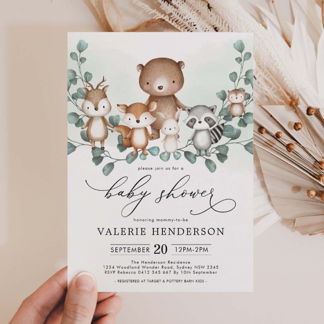 Elegant Woodland Eucalyptus Greenery Baby Shower Invitation (Creator Uploaded)