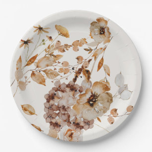 Elegant Woodland Fall Floral Wedding Paper Plate
