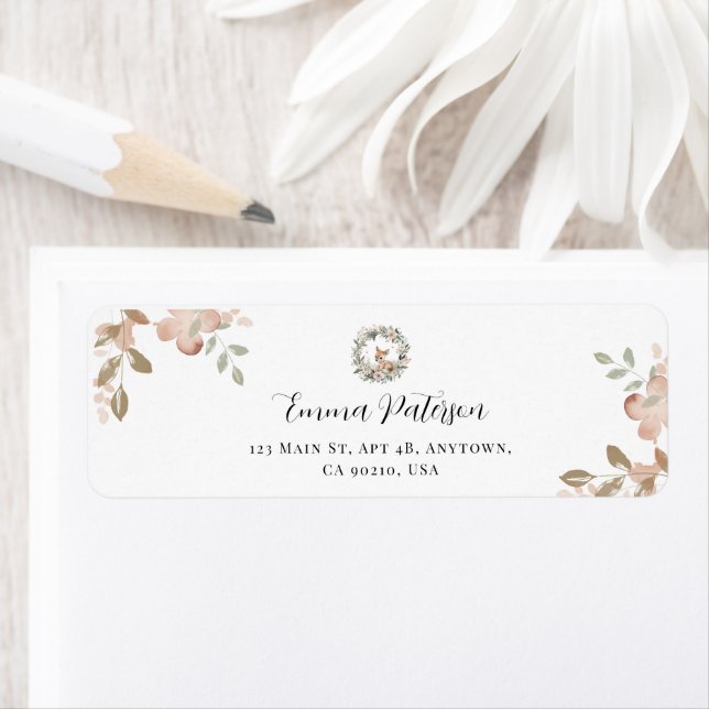 Elegant Woodland Floral Return Address Return Address Label (Insitu)
