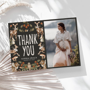 Elegant Woodland Forest Baby Shower Photo Thank You Card