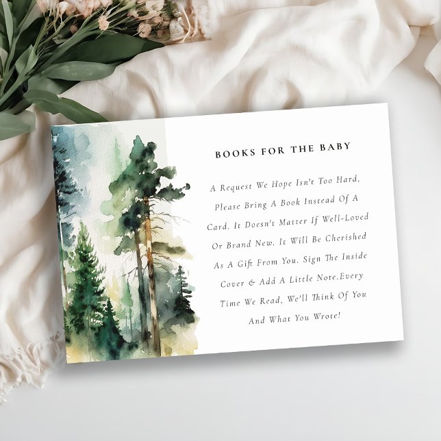 Elegant Woodland Forest Books For Baby Shower Enclosure Card (Creator Uploaded)