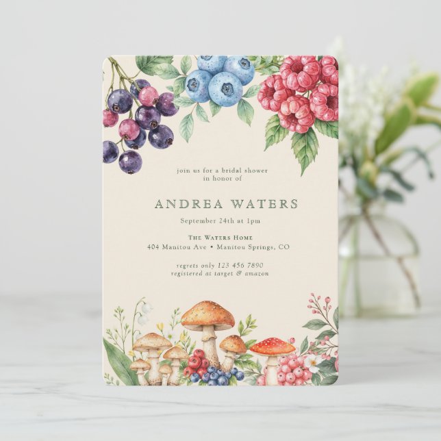 Elegant Woodland | Forest Botanical Bridal Shower Invitation (Standing Front)