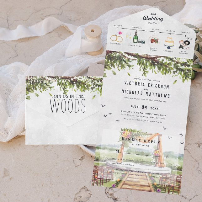 Elegant Woodland Forest | Illustrated Wedding All In One Invitation (Creator Uploaded)