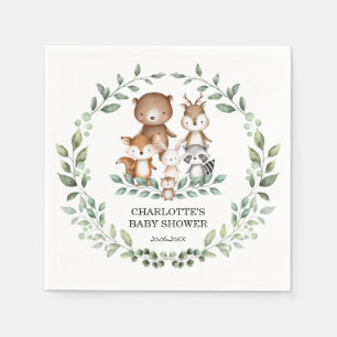 Elegant Woodland Greenery Animal Coed Baby Shower Napkin