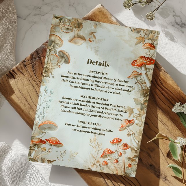 Elegant Woodland Mushroom Fern Wedding Enclosure Card (Creator Uploaded)
