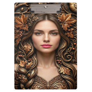 Elegant Woodland Portrait in Embossed Bronze Art Clipboard