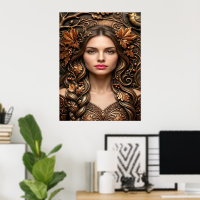 Elegant Woodland Portrait in Embossed Bronze Art
