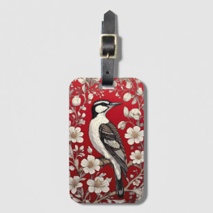 Elegant Woodpecker Floral William Morris Inspired Luggage Tag