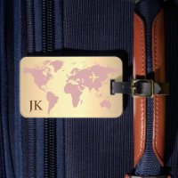 Elegant World Traveller Map Monogrammed Name