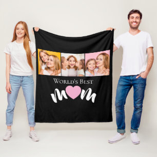 Elegant Worlds Best Mum Cute Heart 3 Photo  Fleece Blanket