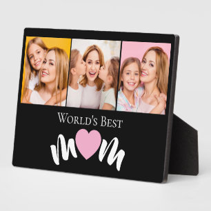 Elegant Worlds Best Mum Cute Heart 3 Photo Plaque