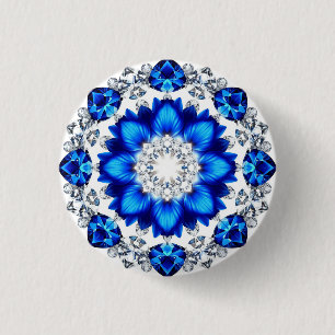 Elegant Wreath Adorned With Blue Flowers 3 Cm Round Badge