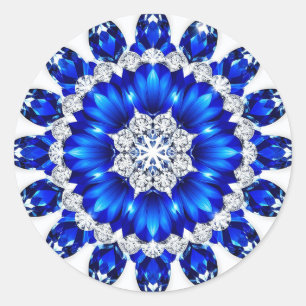 Elegant Wreath Adorned With Blue Flowers Classic Round Sticker