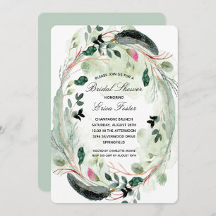Elegant Wreath Bridal Shower Invitations
