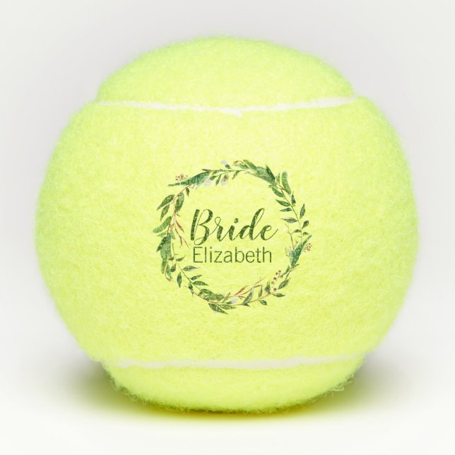 Elegant Wreath Bride Custom Wedding Party Gift Tennis Balls (Front)