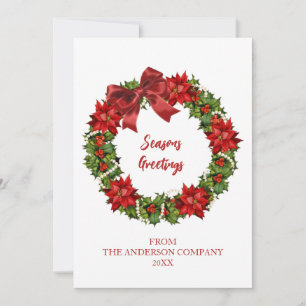 Elegant Wreath Company Seasons Greetings  Holiday Card