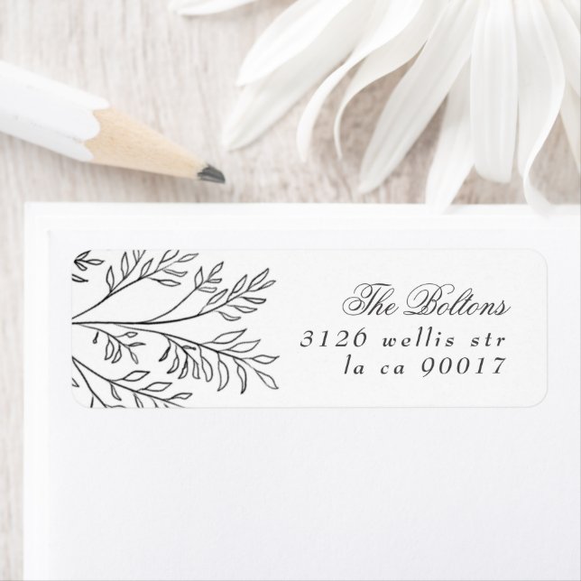 Elegant Wreath Floral Sketched Return Address Label (Insitu)