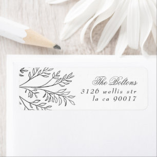 Elegant Wreath Floral Sketched Return Address Return Address Label