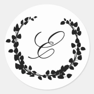 Elegant Wreath Monogram Envelope Sticker Seal